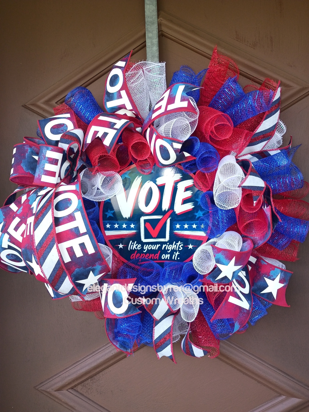 Vote Wreath – Patriotic Red, White & Blue Door Decor